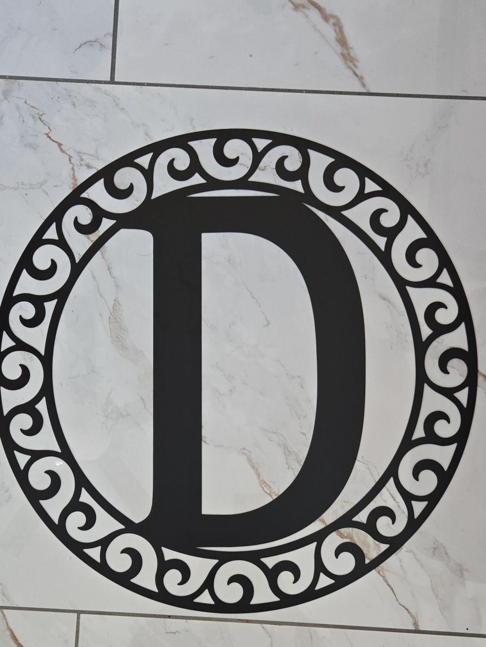 Monogram Wall Decor Letter D - Black Decorative Metal Circle